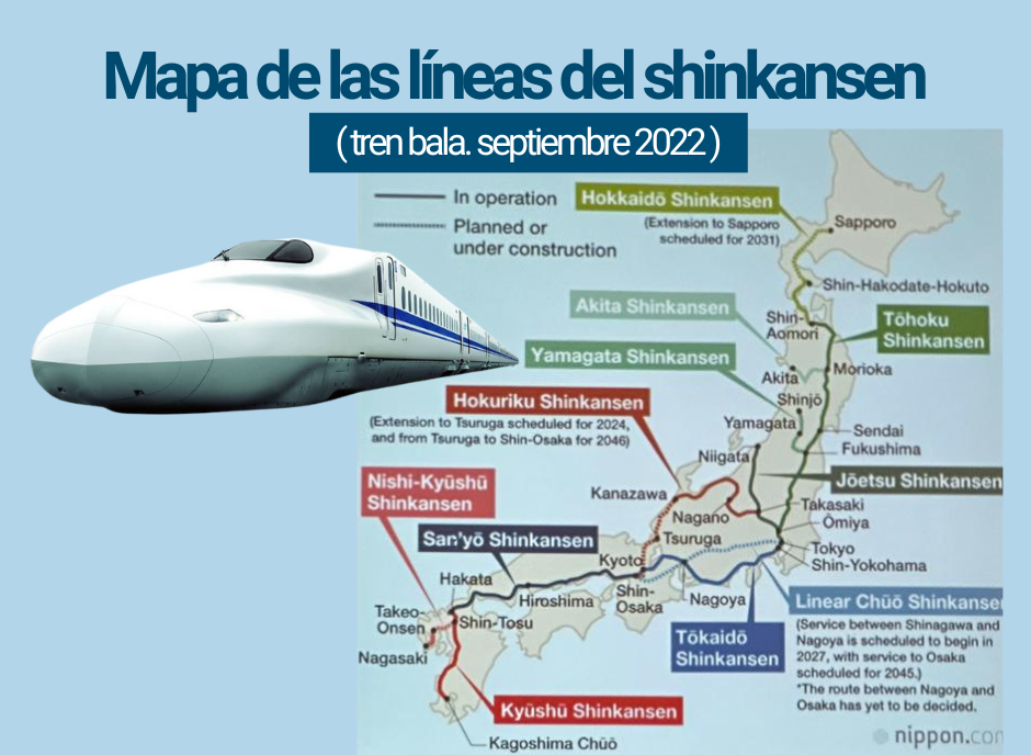 Mapa tren bala Shinkansen